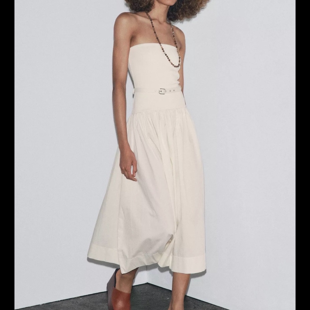 Zara Cream Strapless Dress